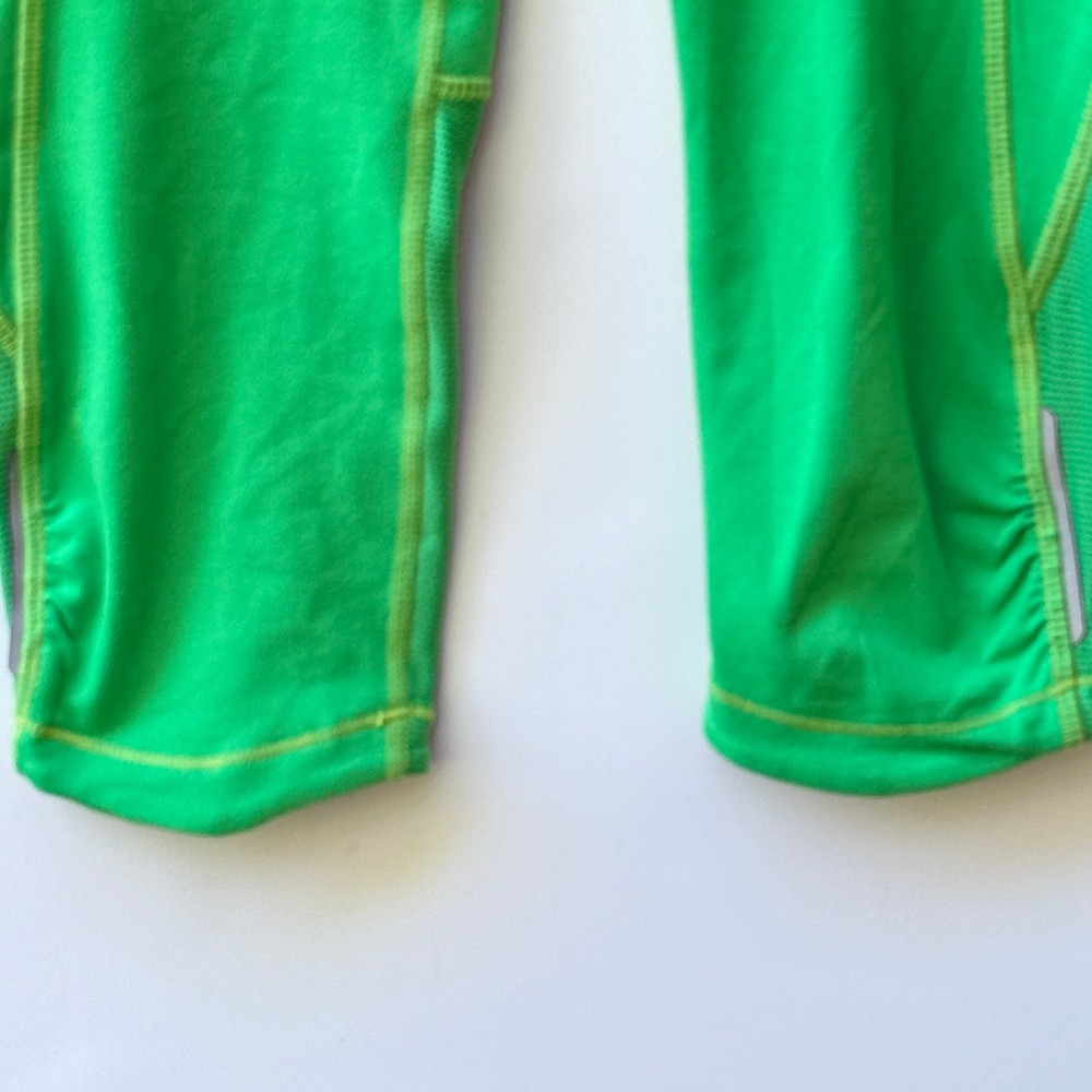 Athleta Leggings Womens‎ XXS Bright Green Capri Pockets Activewear Reflective - Picture 3 of 9
